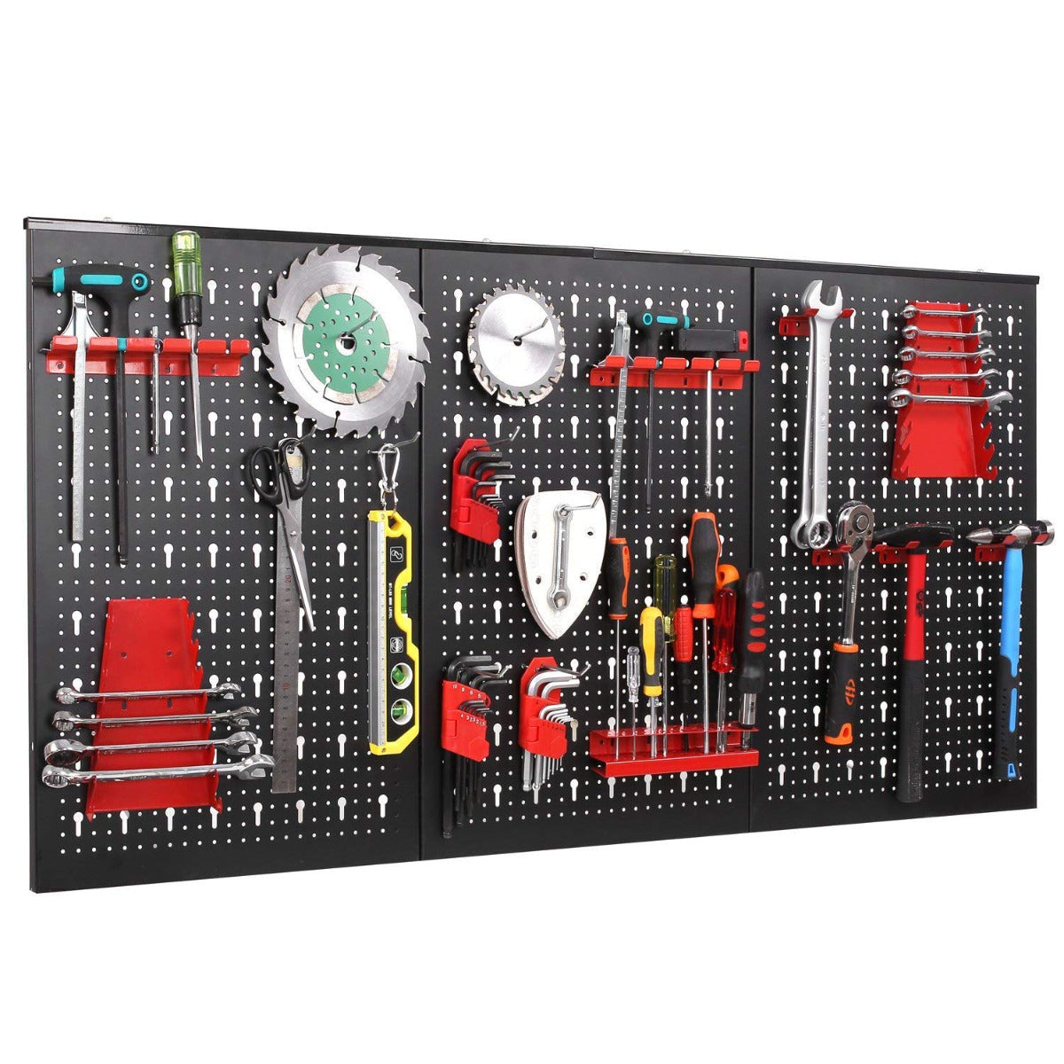 LIVSK Gereedschapswand - Geperforeerd - 17 Gereedschapshouders - Eenvoudige Montage - 120 x 60 x 2 cm - Grijs