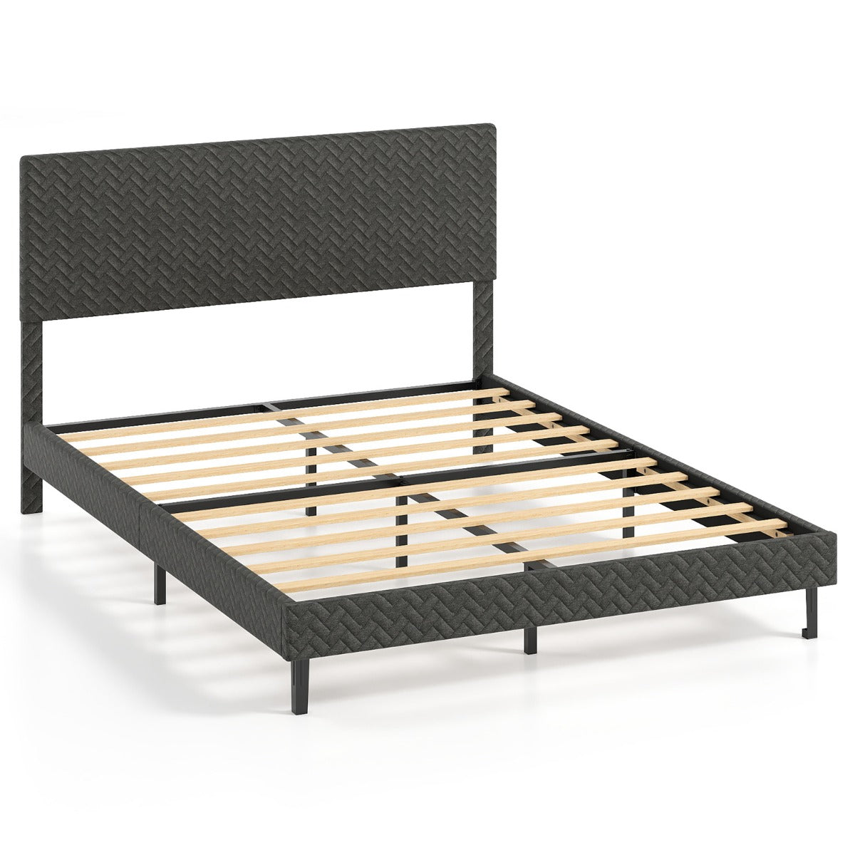 Livsk costway gestoffeerd bed met lattenbodem bedframe met in hoogte verstelbaar hoofdeinde bedframe zonder matras 200 x 160 cm