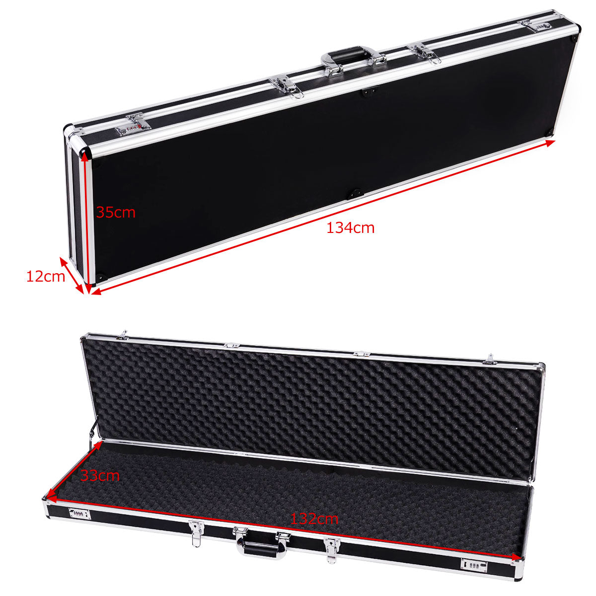 LIVSK Geweerkoffer - Hoogwaardig Aluminium en Zwart ABS - Schuiminzet voor Schokabsorptie - Veilig met 4 Sloten - 134 x 35 x 12