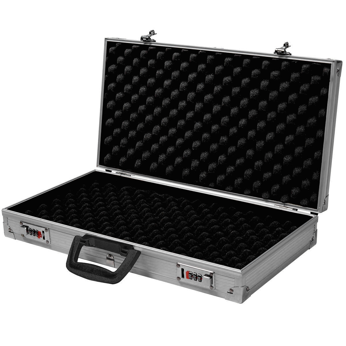 LIVSK Pistoolkoffer - Aluminium Frame - Schuimrubberen Inzetstuk - Afsluitbaar met 2 Sloten - 47 x 25 x 8,5 cm - Zilver