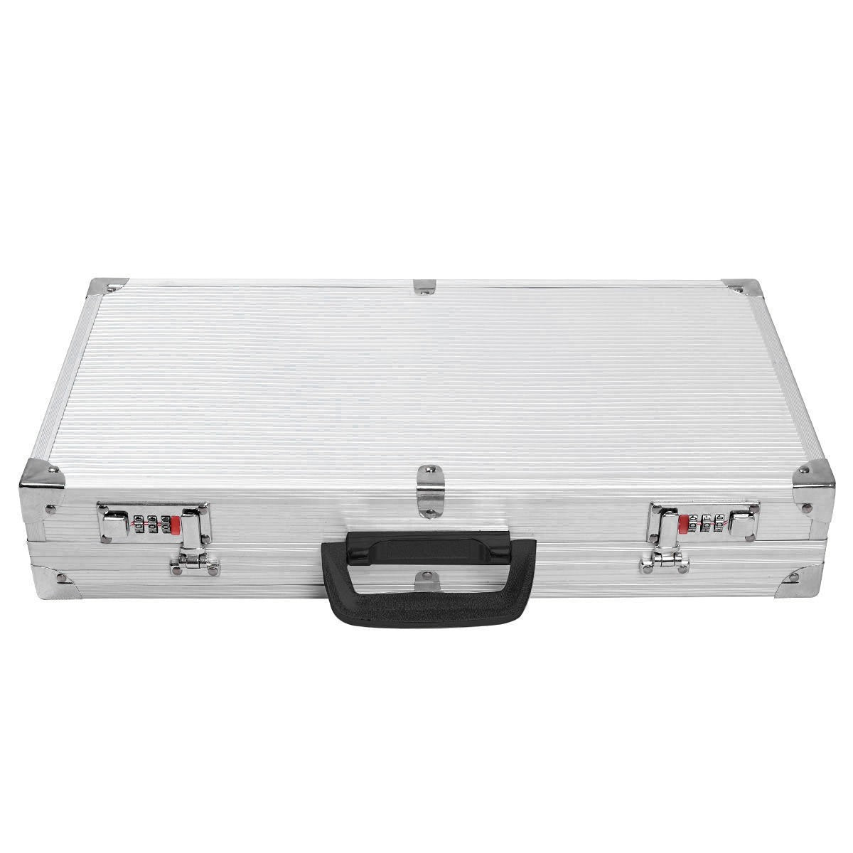 LIVSK Pistoolkoffer - Aluminium Frame - Schuimrubberen Inzetstuk - Afsluitbaar met 2 Sloten - 47 x 25 x 8,5 cm - Zilver