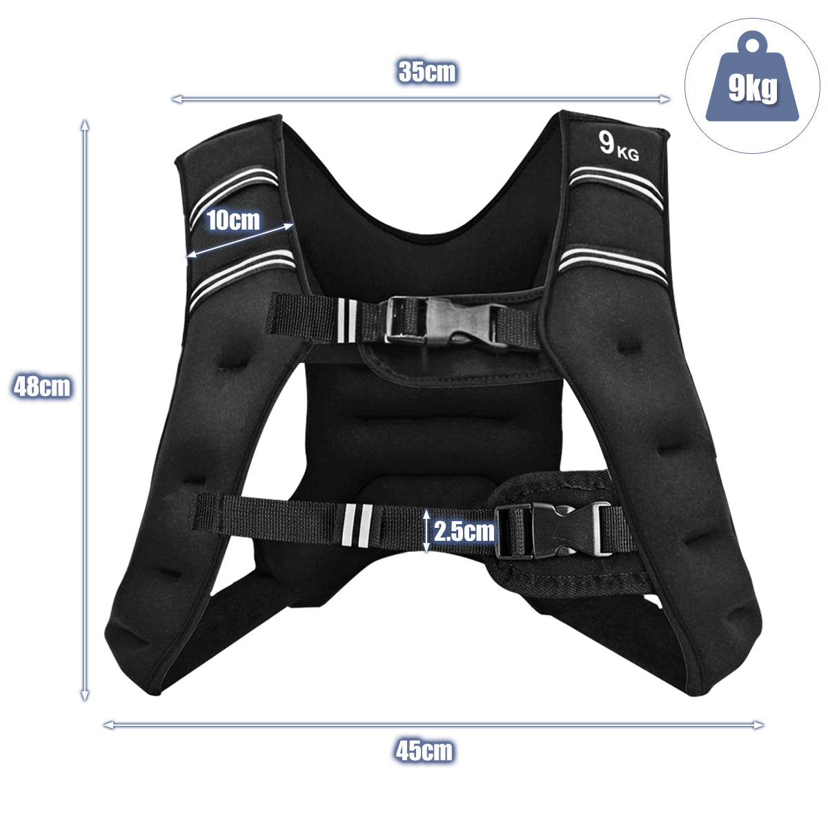 Livsk costway gewichtsvest trainingsvest fitnessvest met reflecterende strips en verstelbanden zwart 1 1