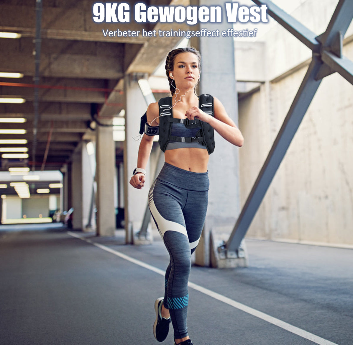 Livsk costway gewichtsvest trainingsvest fitnessvest met reflecterende strips en verstelbanden zwart 2