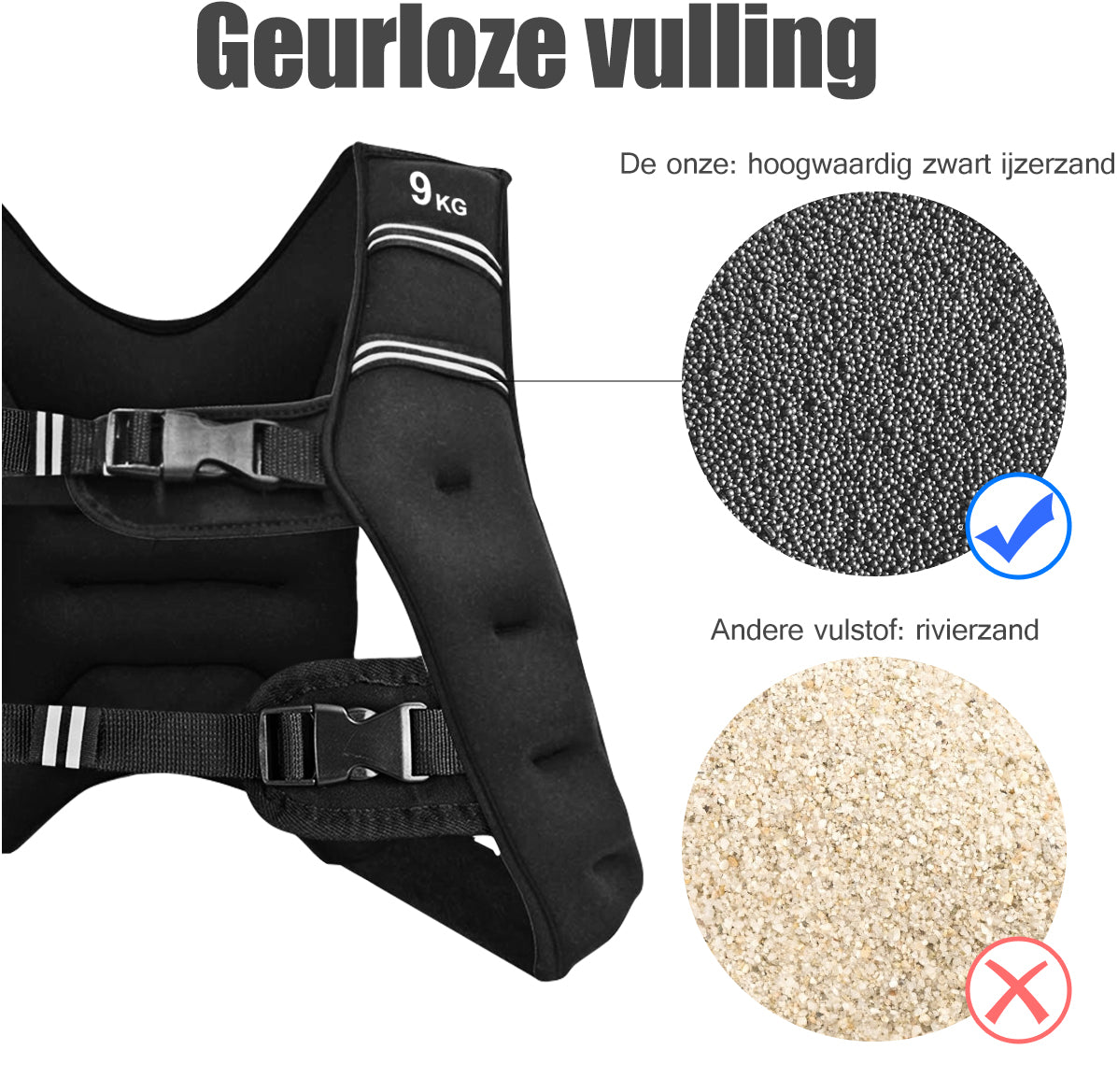 Livsk costway gewichtsvest trainingsvest fitnessvest met reflecterende strips en verstelbanden zwart 3