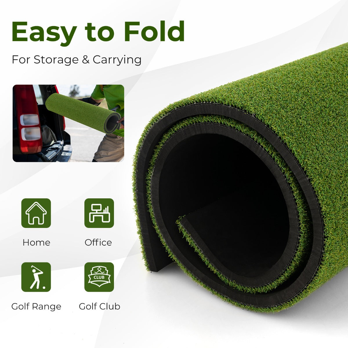 LIVSK Golftrainingsmat - Nauwkeurige uitlijning - 6 Tee Holes - Voor Binnen en Buiten - Eenvoudig op te rollen - 152 x 117 cm -