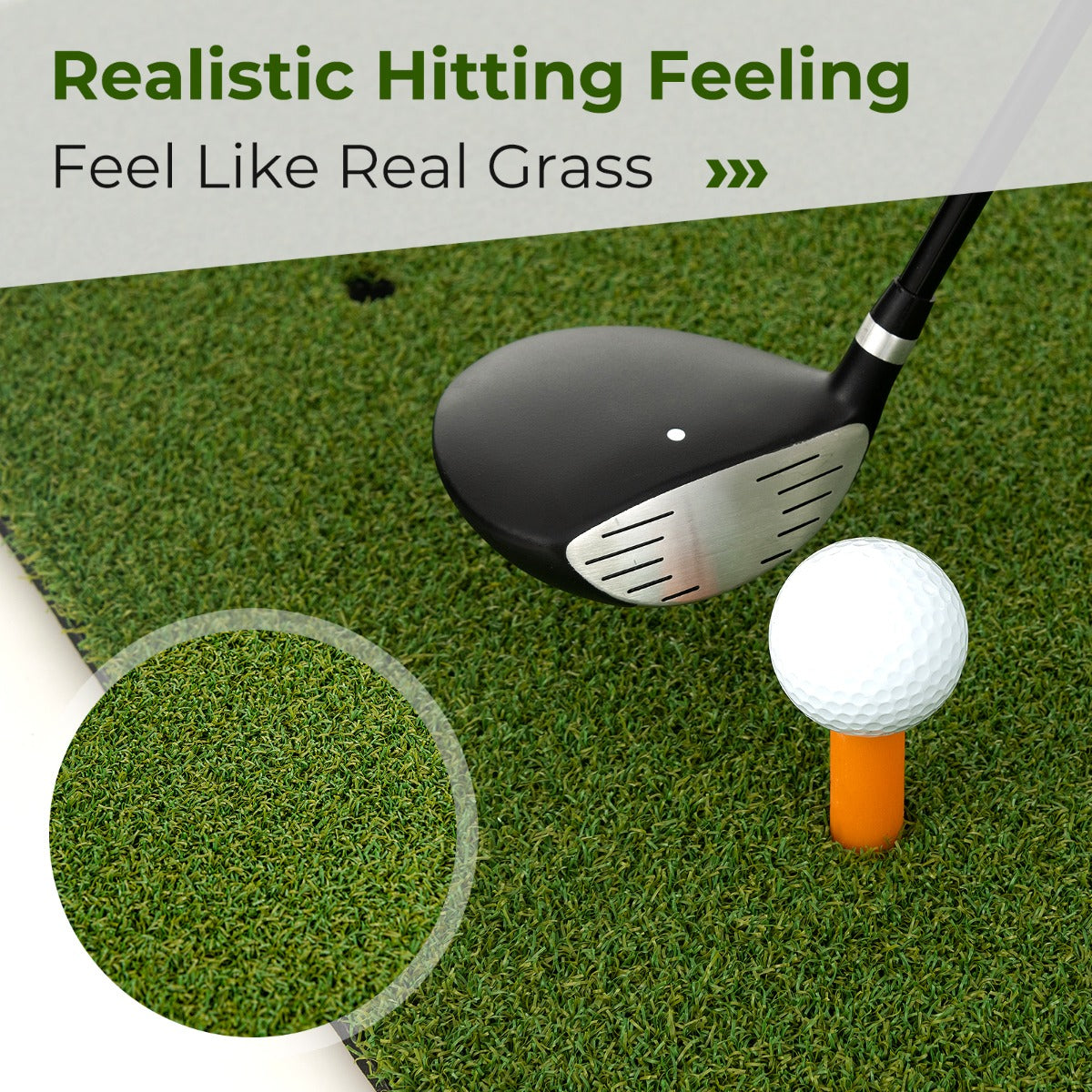 LIVSK Golftrainingsmat - Nauwkeurige uitlijning - 6 Tee Holes - Voor Binnen en Buiten - Eenvoudig op te rollen - 152 x 117 cm -