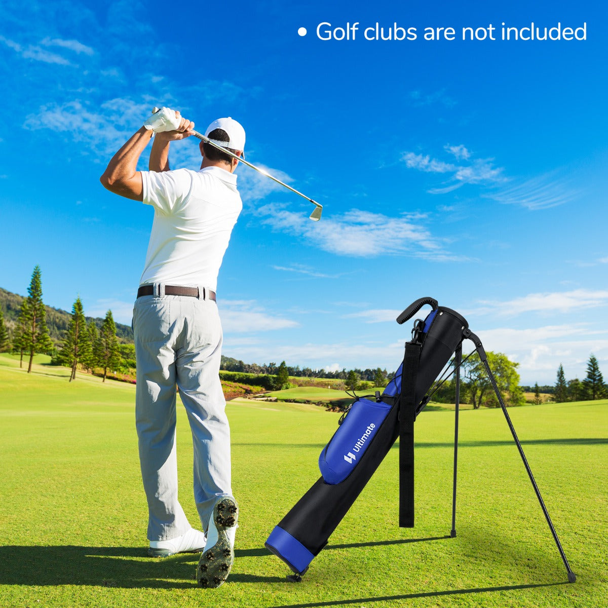 LIVSK Golfstandtas - Lichtgewicht 0,9 kg - 2 Vakken - Verstelbare Schouderriem - Efficiënte Cluborganisatie - Blauw