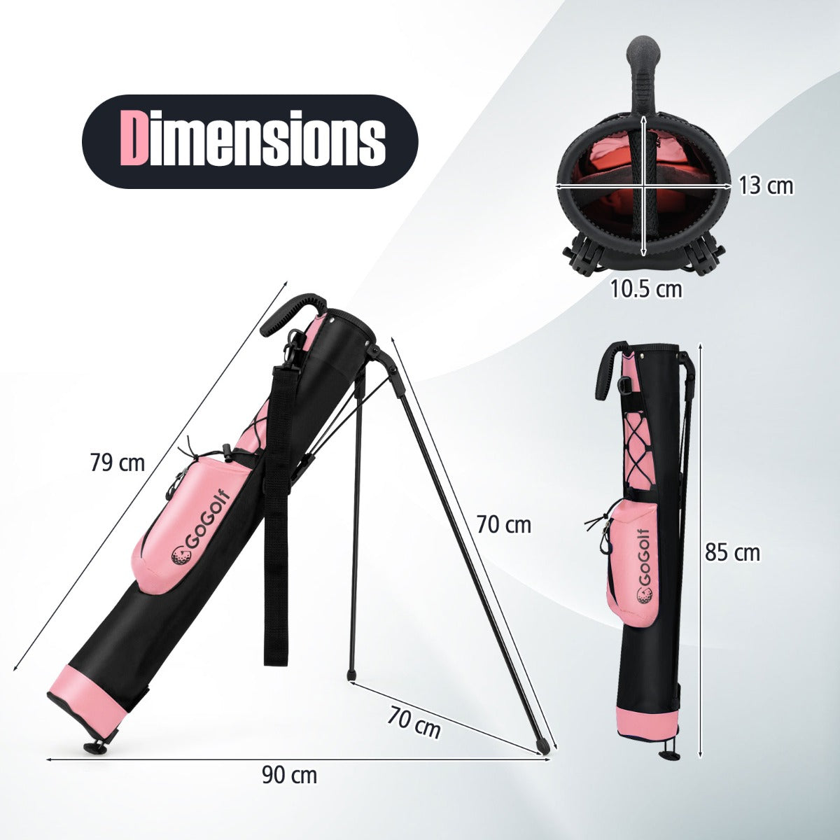 LIVSK Golfbag Standtas - Lichtgewicht 0,9 kg - Verstelbare Schouderriem - 2-weg Bovenverdeler - Opbergruimte - Roze