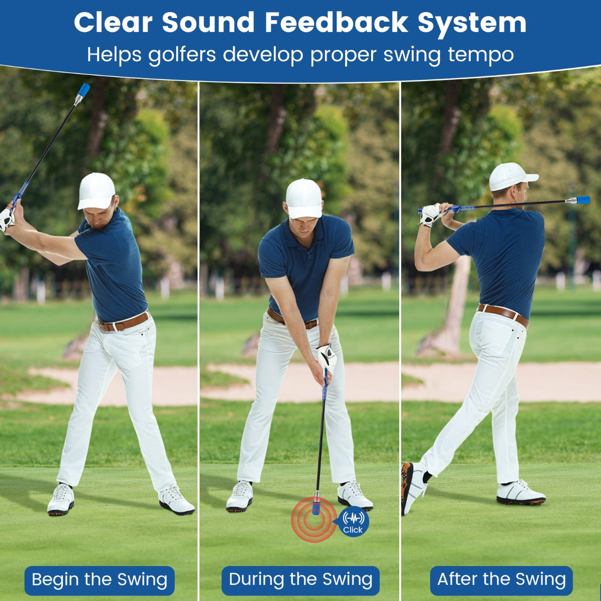 Livsk costway golf swing trainer met antisliphandgreep verzwaard golf warming up trainingsapparaat voor mannen en vrouwen blauw 6