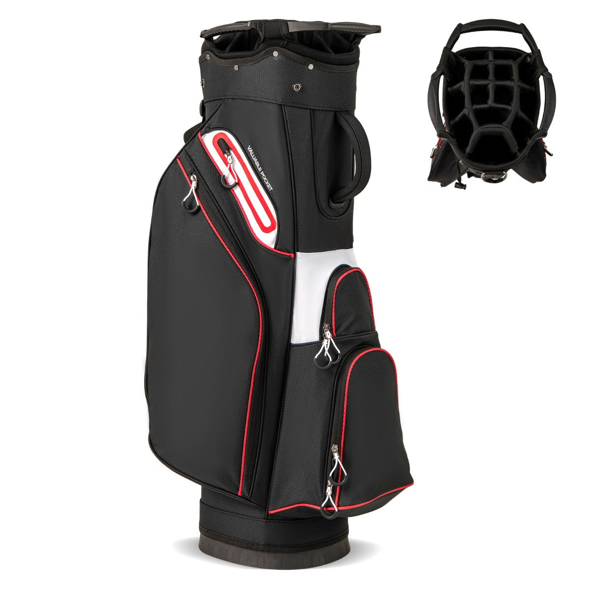 LIVSK Lichtgewicht Golfbag - 14 Vakken - Inclusief Koelvak en Ritsregenhoes - Duurzaam en Weersbestendig - Zwart