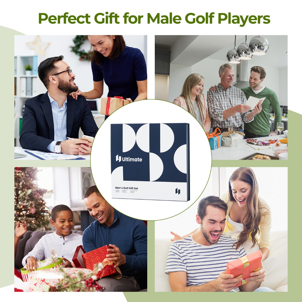 LIVSK Golfaccessoireset voor Heren - Compleet met Golfballen, Golftees, Handdoek, Riem en Pitchvork - Georganiseerd in Tas - Wit