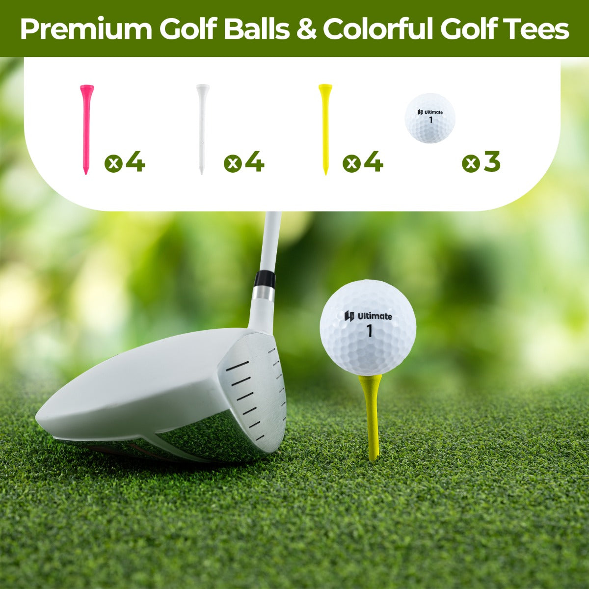 LIVSK Golfaccessoireset voor Heren - Compleet met Golfballen, Golftees, Handdoek, Riem en Pitchvork - Georganiseerd in Tas - Wit