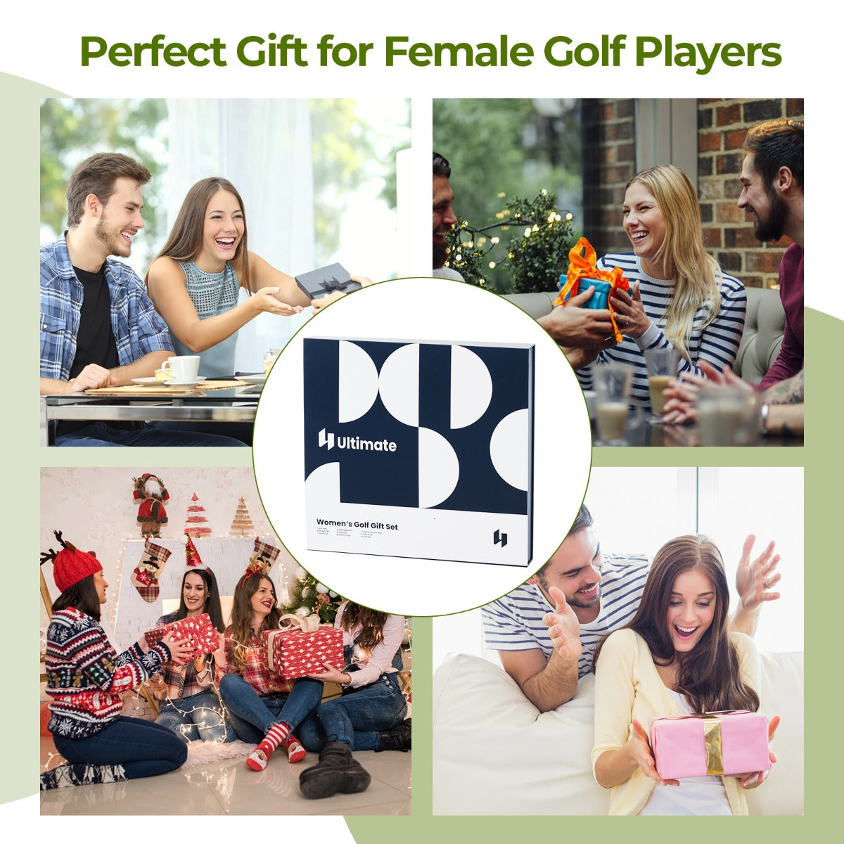 LIVSK Golfaccessoireset voor Vrouwen - Compleet met Golfballen, Golftees, Handdoek, Riem, Hoed - Luxe Geschenkdoos - Wit &