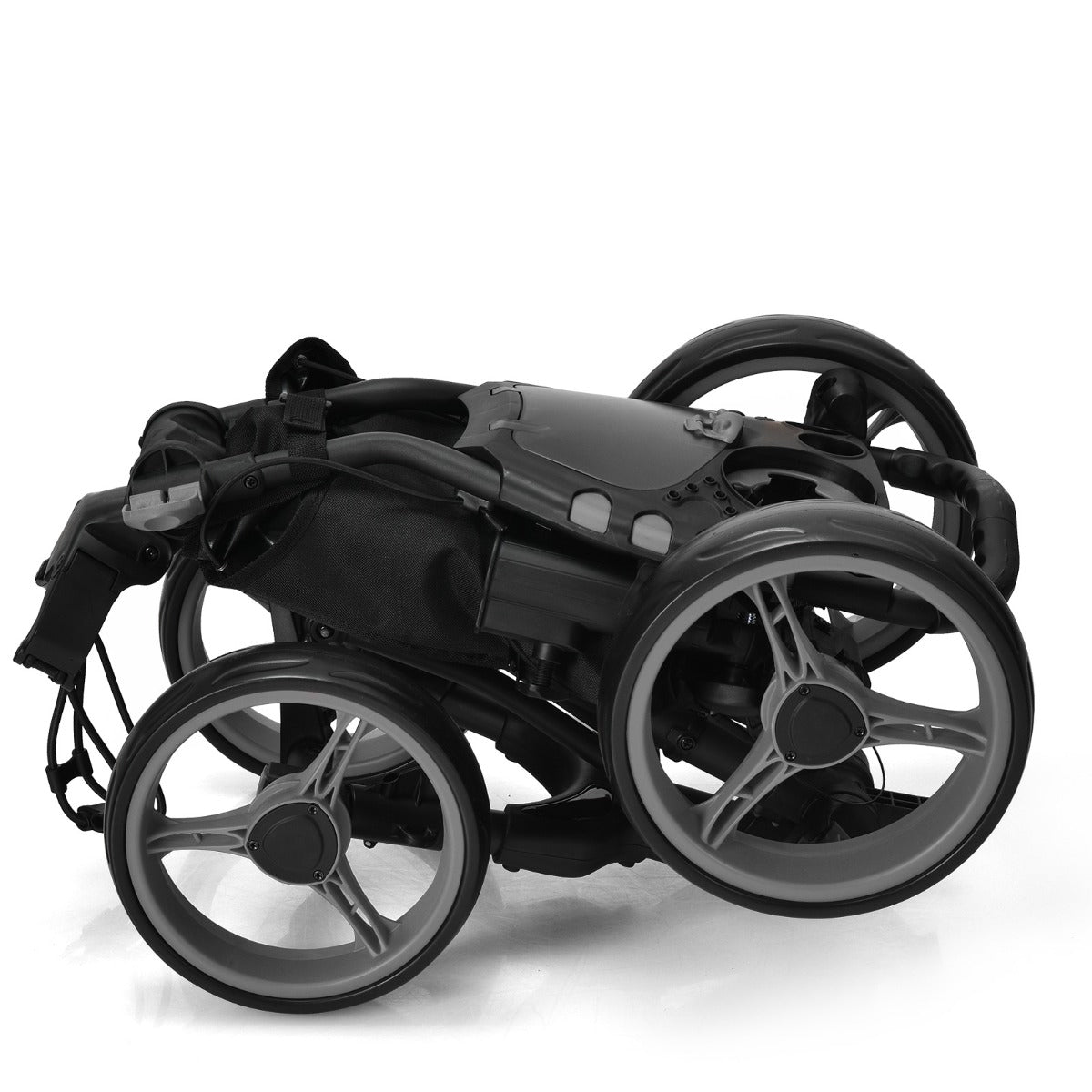 LIVSK Golftrolley - Lichtgewicht Opvouwbaar met Verstelbare Handgreep - EVA-schuimwielen - Opbergruimte - Tot 25 kg - Zwart