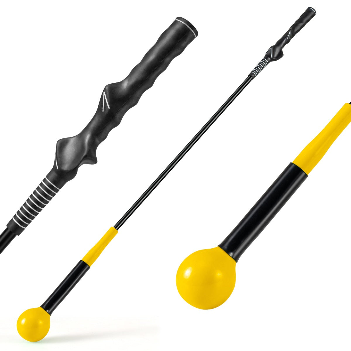 Livsk costway golfswingtrainer hulp 100 cm golftrainingshulp met verzwaarde kop voor grip geel 1 1