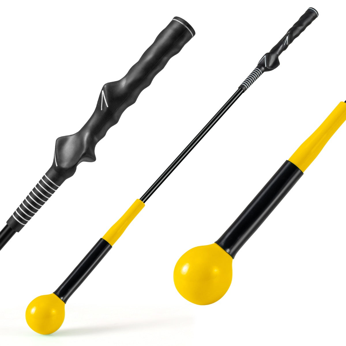 Livsk costway golfswingtrainer hulp 80 cm golftrainingshulp met verzwaarde kop voor grip geel 1 1