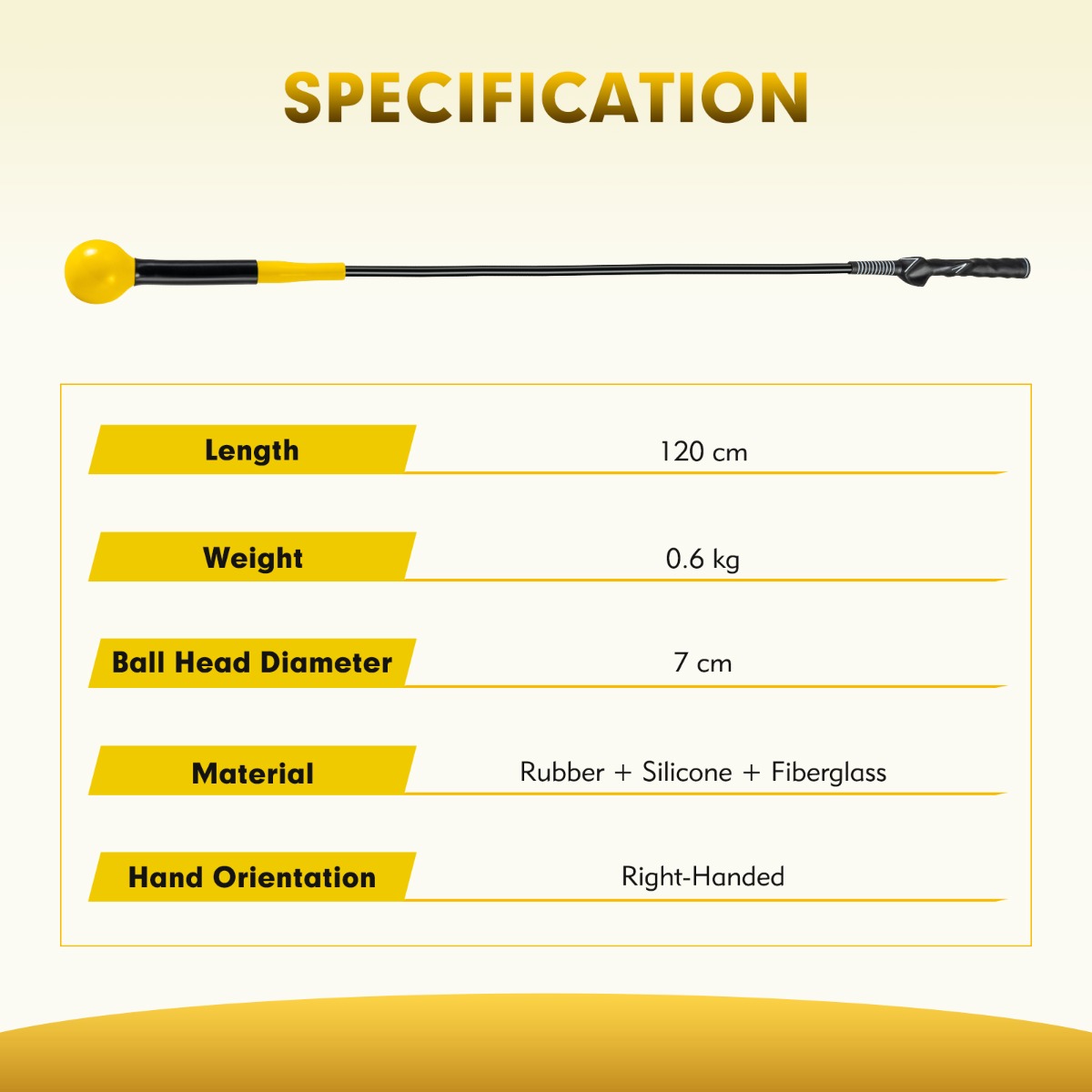 Livsk costway golfswingtrainer trainingsstick voor warming up met verzwaarde kop voor grip geel 2