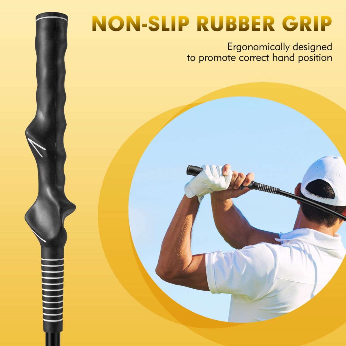 Livsk costway golfswingtrainer trainingsstick voor warming up met verzwaarde kop voor grip geel 4