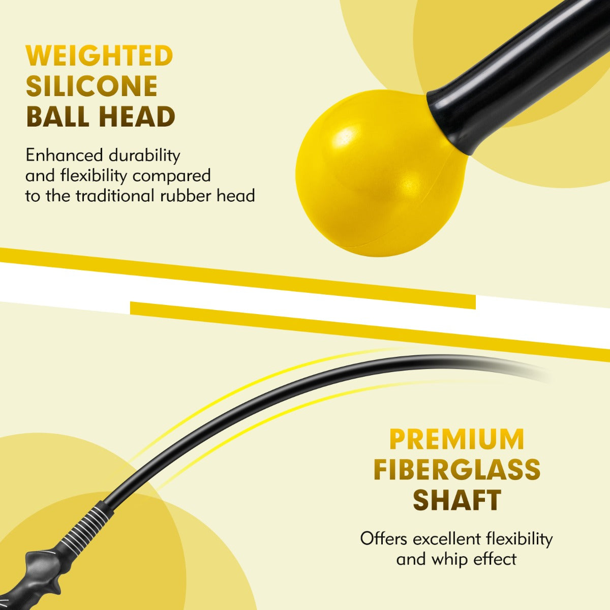 Livsk costway golfswingtrainer trainingsstick voor warming up met verzwaarde kop voor grip geel 5