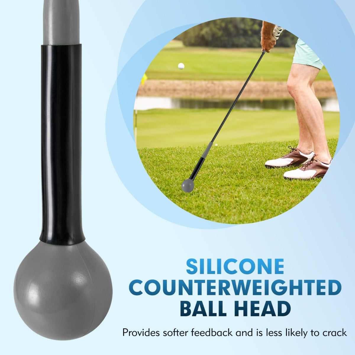 Livsk costway golfswingtrainer trainingsstick voor warming up met verzwaarde kop voor grip grijs 6