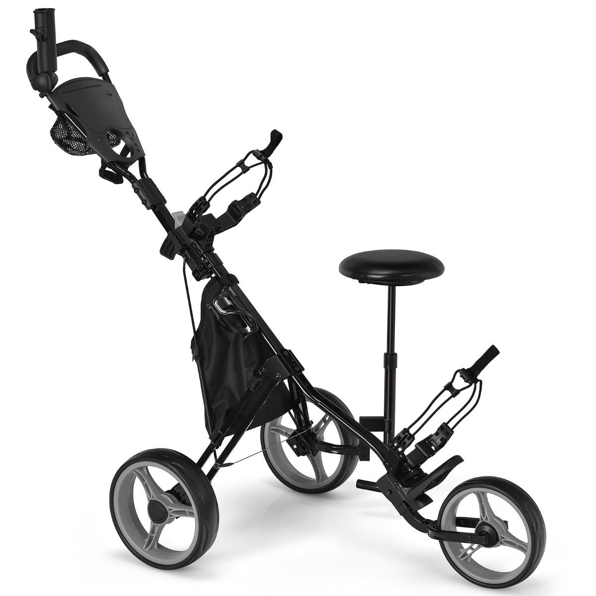 LIVSK Golfkar - Inklapbaar met Verstelbare Handgrepen - Opbergtas en Parapluhouder - Max 100 kg - 129,5 x 75 x 101,5-119,5 cm -