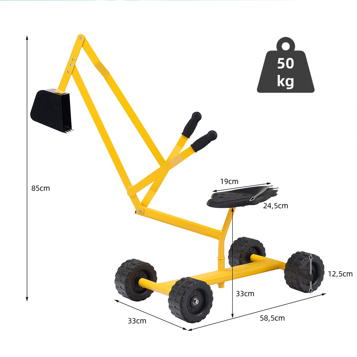 Livsk costway graafmachine voor kinderen met 360 draaibare stoel handmatige graafmachine met metalen frame buitenspeelgoed voor zand aarde sneeuw 1 1