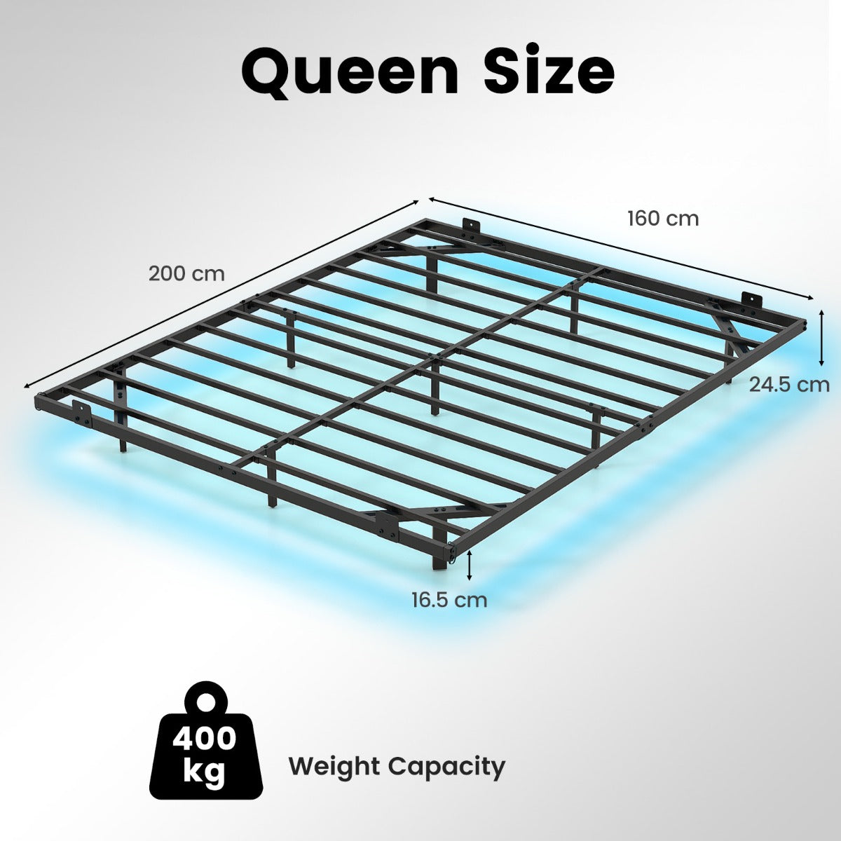 Livsk costway groot zwevend bedframe met ledverlichting modern metalen bedframe l 1 1