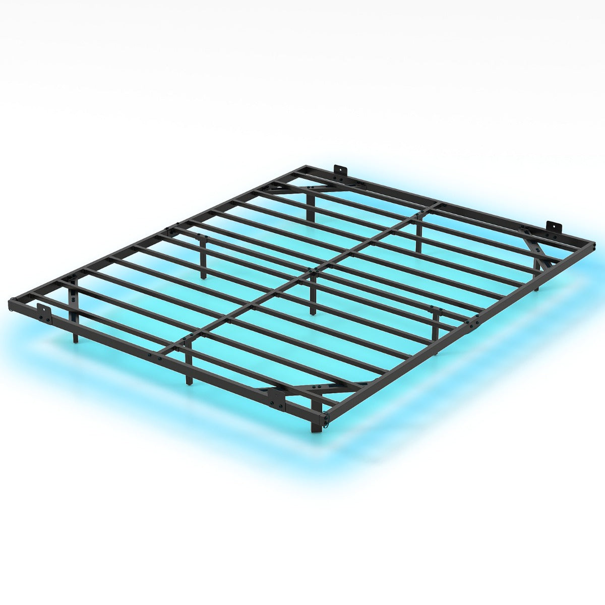 Livsk costway groot zwevend bedframe met ledverlichting modern metalen bedframe l