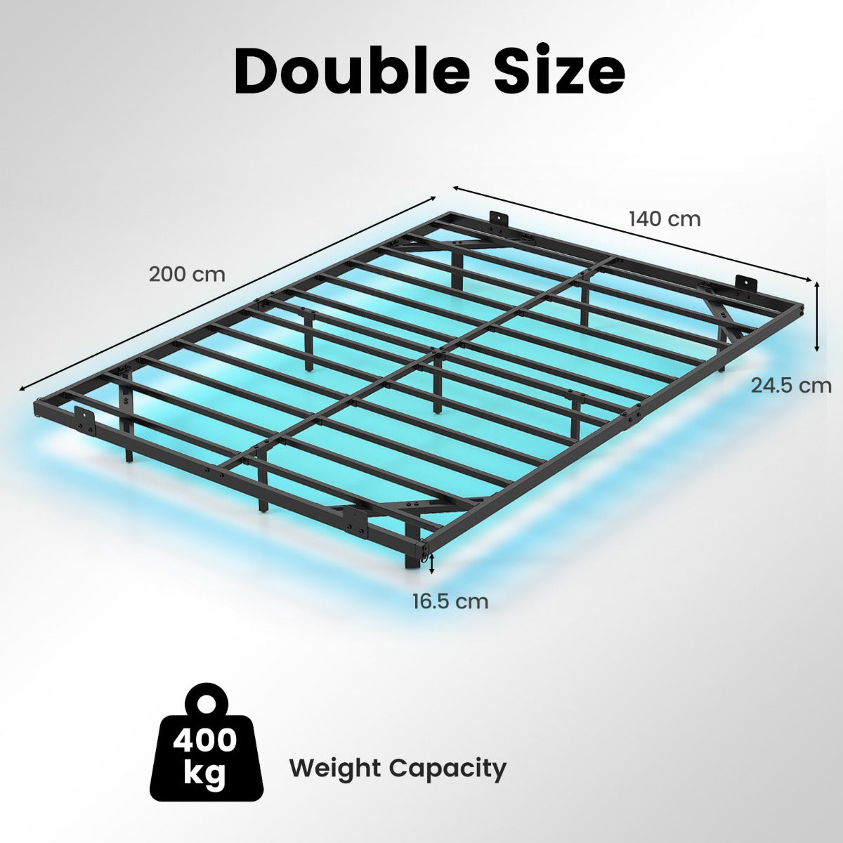 Livsk costway groot zwevend bedframe met ledverlichting modern metalen bedframe m 1 1
