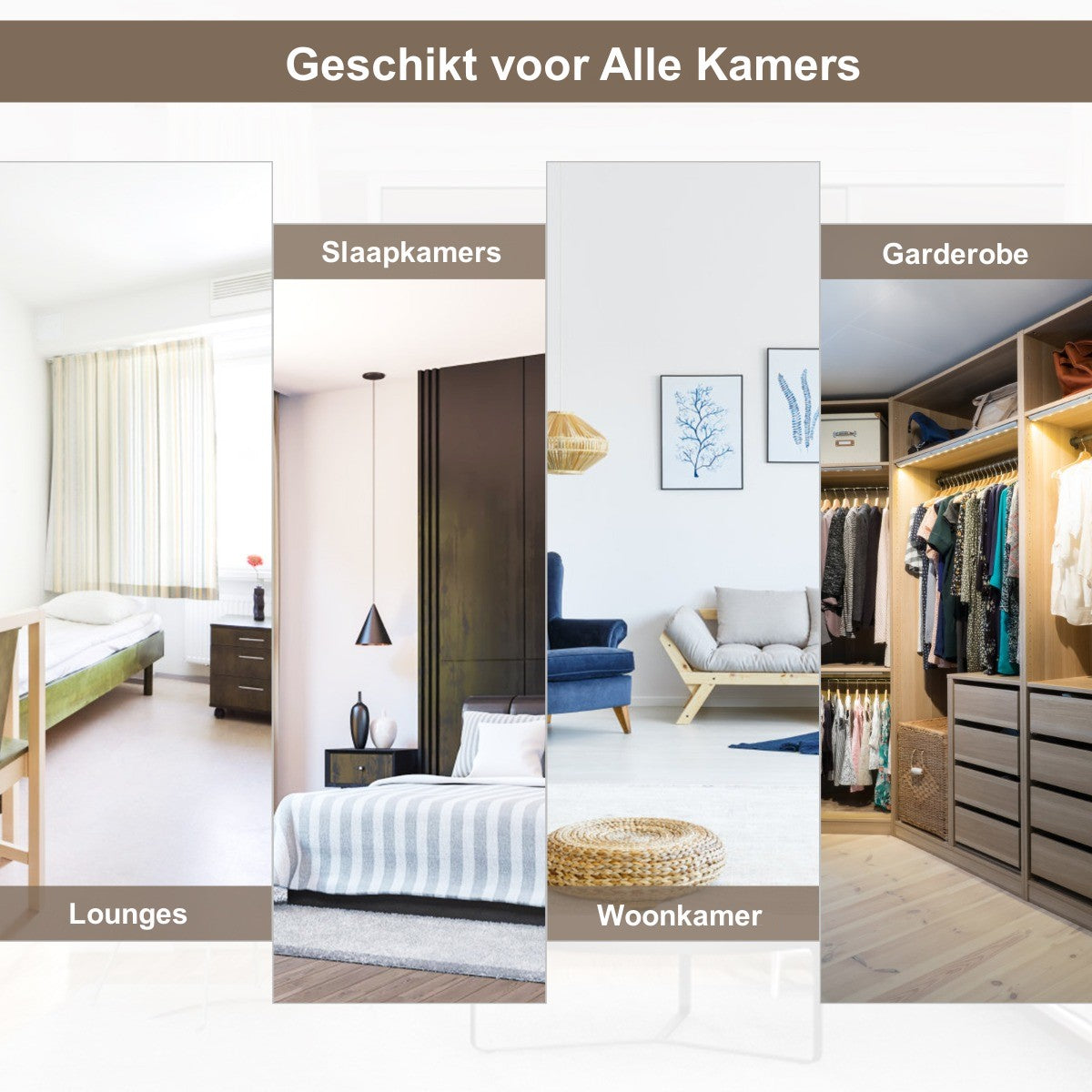 LIVSK Wandspiegel - Ruimtebesparend en Verstelbaar - Hoogwaardig Onbreekbaar Glas - Stabiel Ijzeren Frame - 107 x 36,5 cm - Bruin