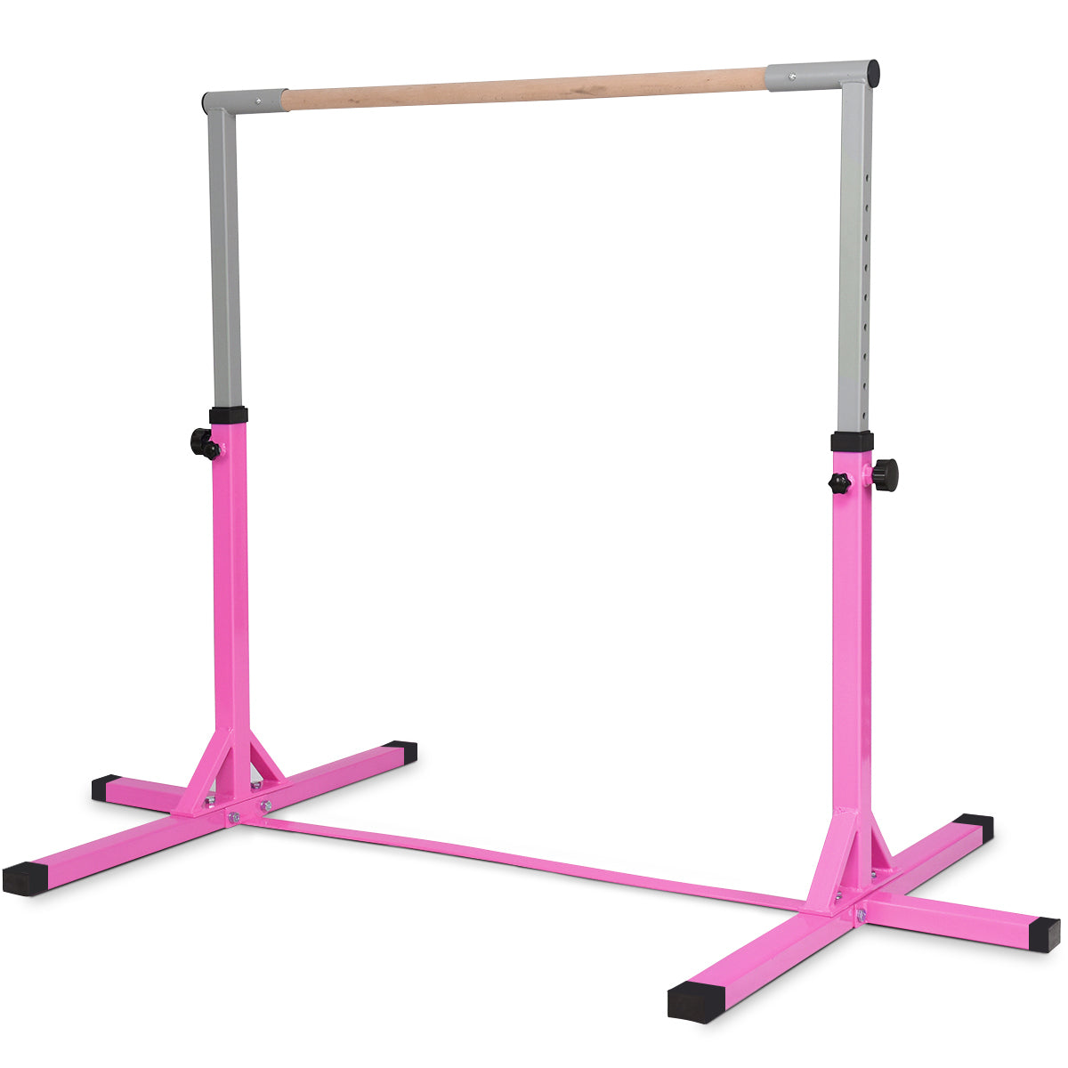 LIVSK Gymnastiek Rekstok - Verstelbaar van 90 tot 150 cm - Stalen Constructie - Antislip - Tot 100 kg - Roze