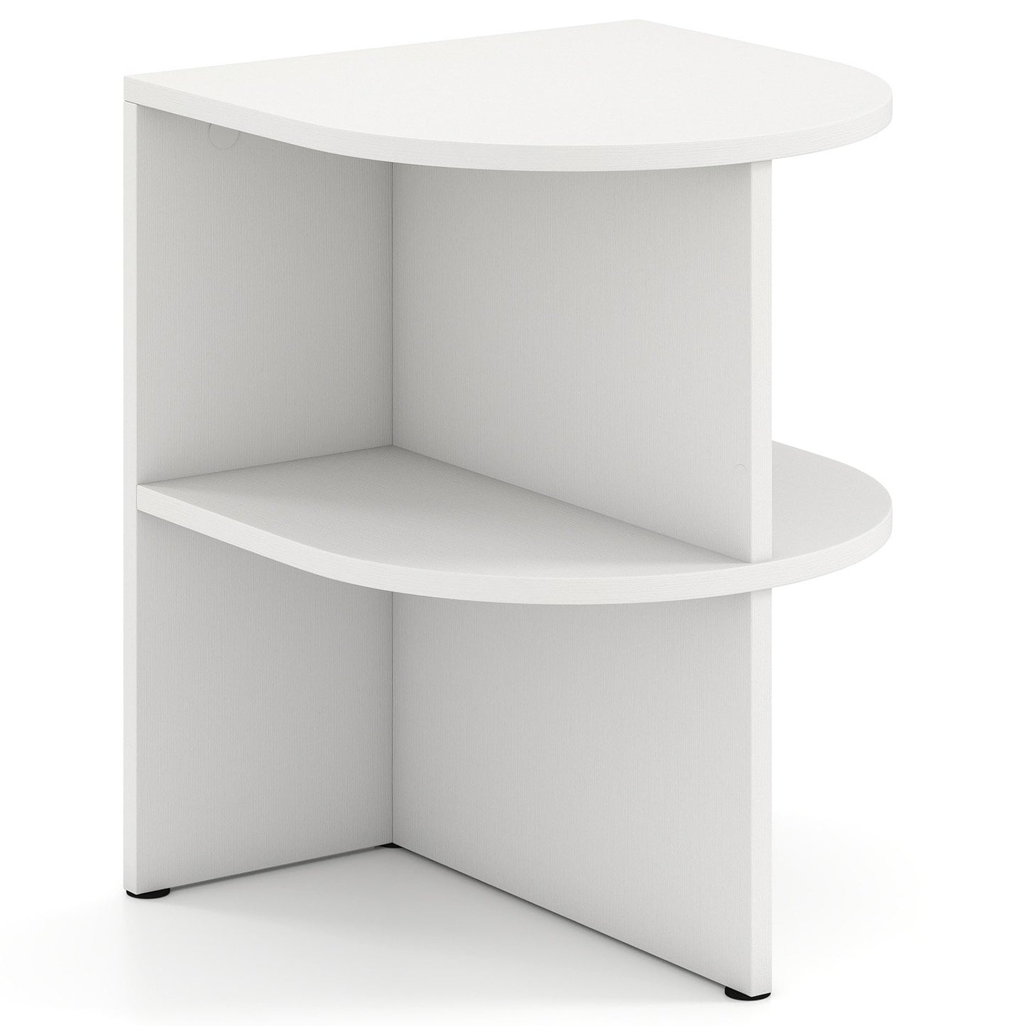 LIVSK Halfronde Bijzettafel - 2 Open Planken - Compact en Gebruiksvriendelijk - Eenvoudig te Reinigen - 38 x 38 x 48,5 cm - Wit