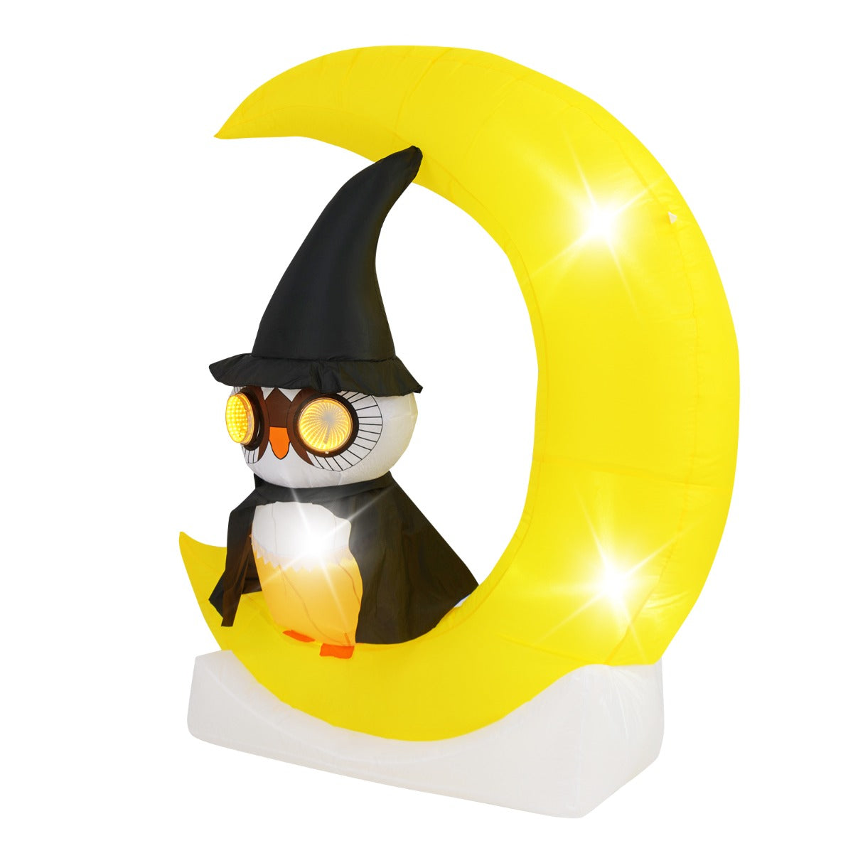 LIVSK Opblaasbare Halloween Uil op Maan - 3 LED-lampjes - Ingebouwde Blower - Weerbestendig - 130 x 60 x 155 cm - Zoals afgebeeld