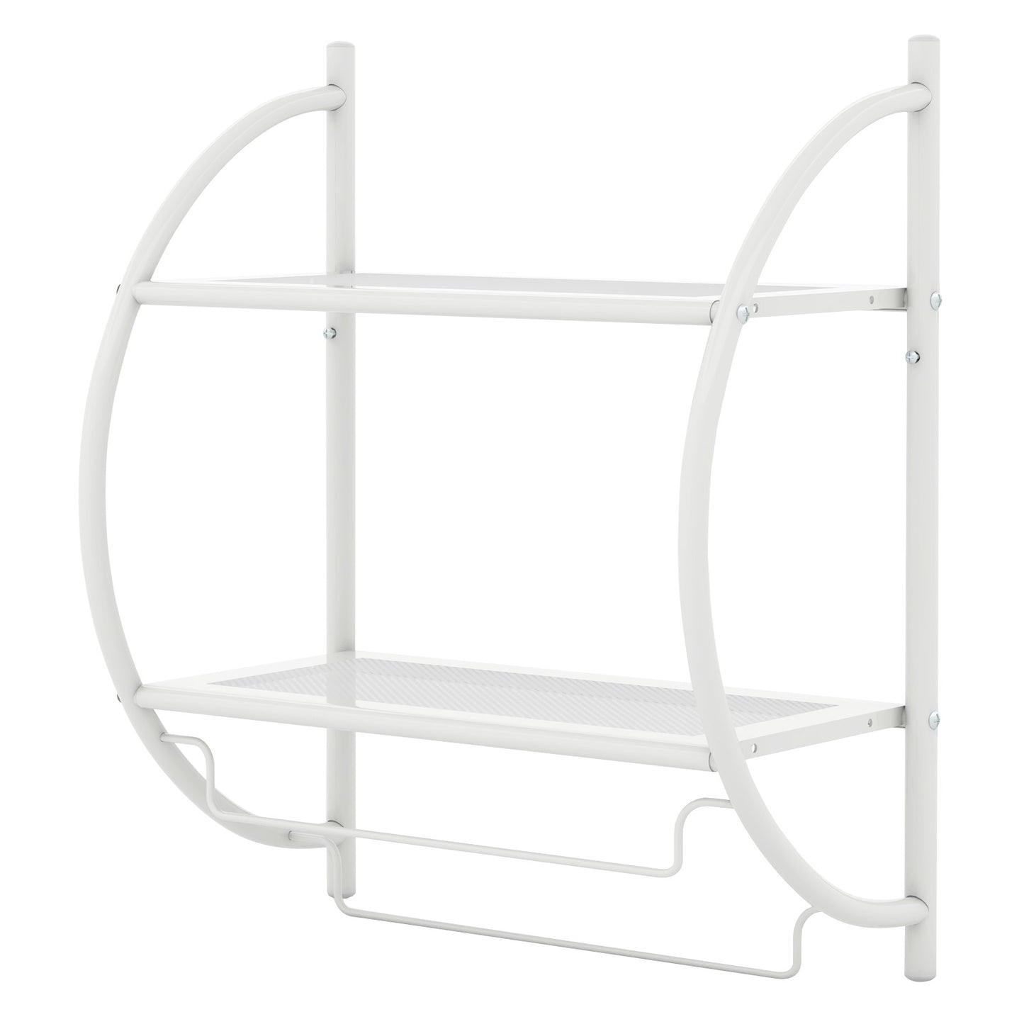 LIVSK Handdoekhouder Badkamer - Metaal - Wandmontage met 2 Planken en 2 Handdoekstangen - 45 x 25,5 x 55 cm - Wit