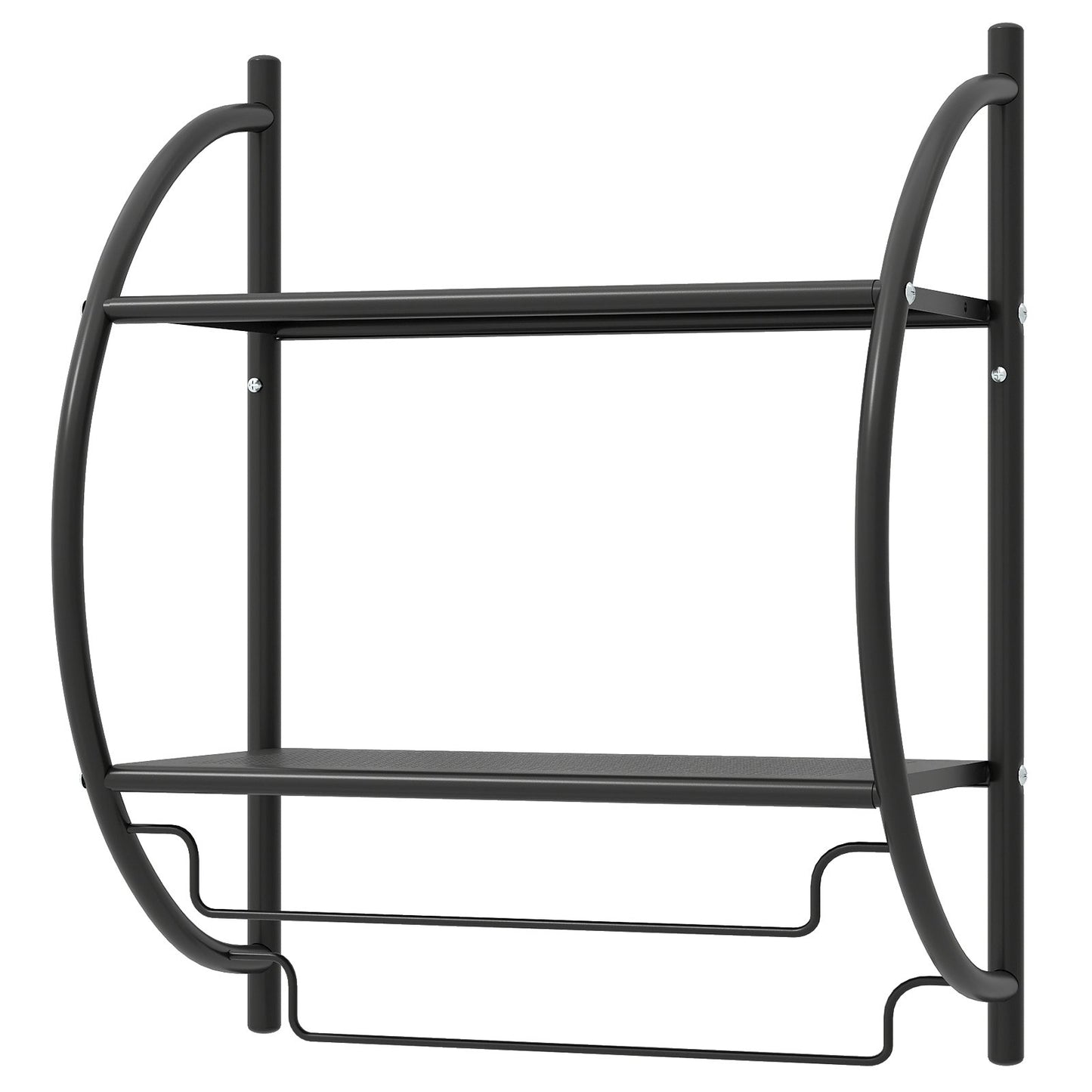 LIVSK Handdoekhouder Badkamer - Wandmontage - Hoogwaardig Ijzer - 2 Planken en 2 Stangen - 45 x 25,5 x 55 cm - Zwart