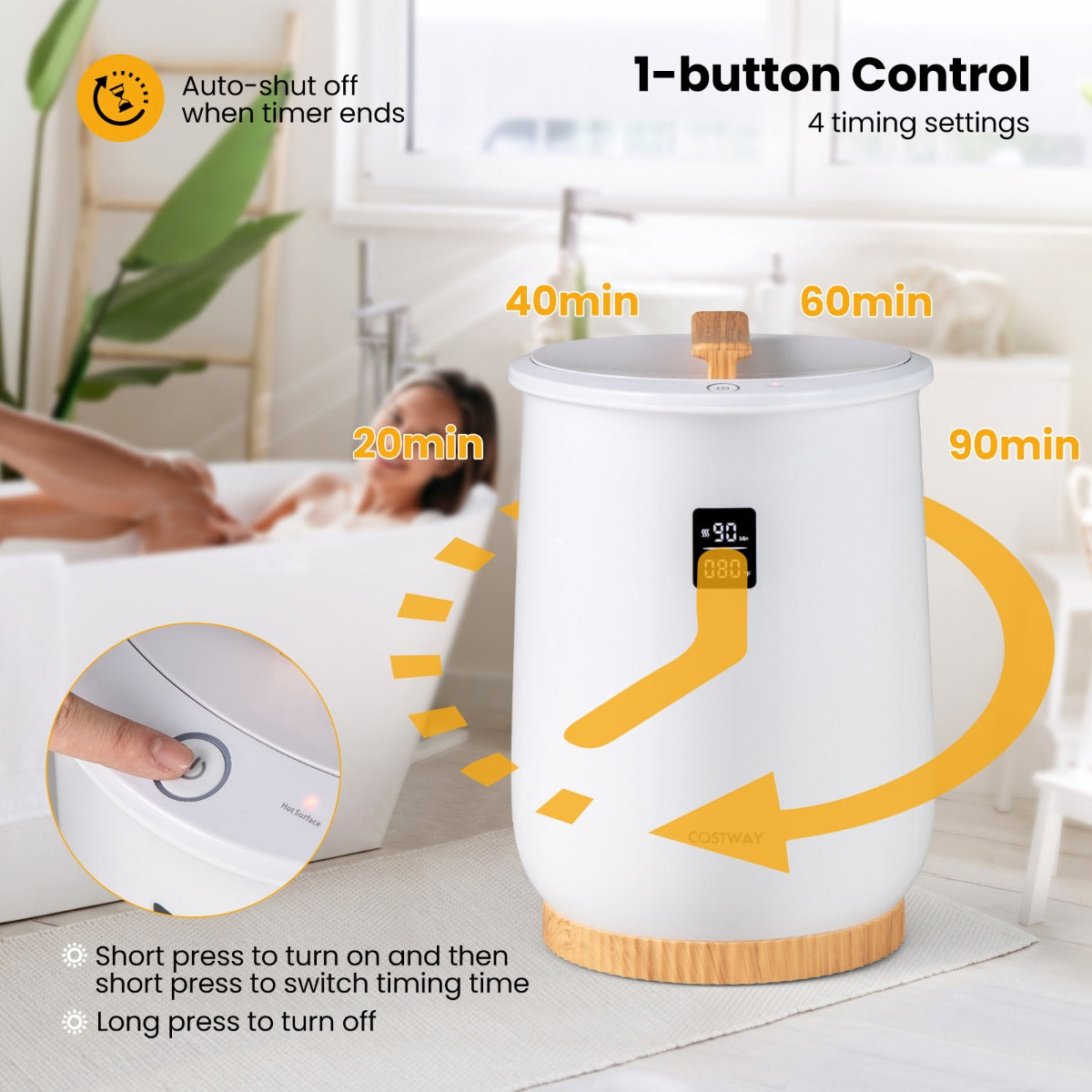 LIVSK Handdoekverwarmer-emmer - Grote Capaciteit 20L - Snel Verwarmen - Eenvoudige Bediening - Wit