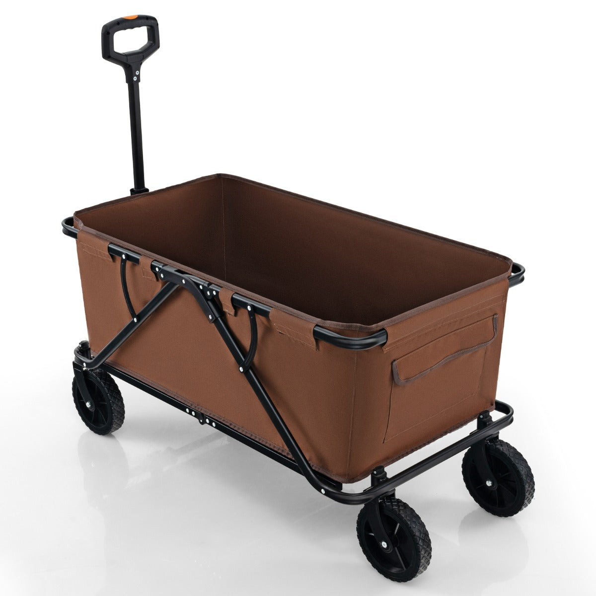 LIVSK Grote Vouwwagen - Opvouwbaar met Verstelbaar Stuur - 170L Capaciteit - All-terrain Wielen - Inclusief Draagtas - Koffie