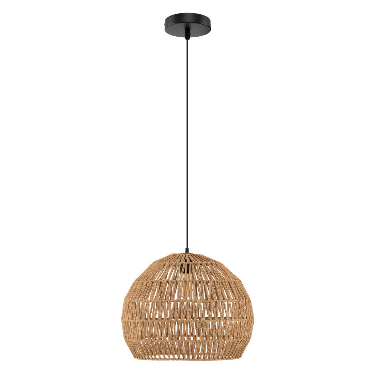 LIVSK handgeweven papieren hanglamp - Verstelbare hoogte 0,5-1,5 m - Duurzaam metaal - Warm licht - Beige/Bruin