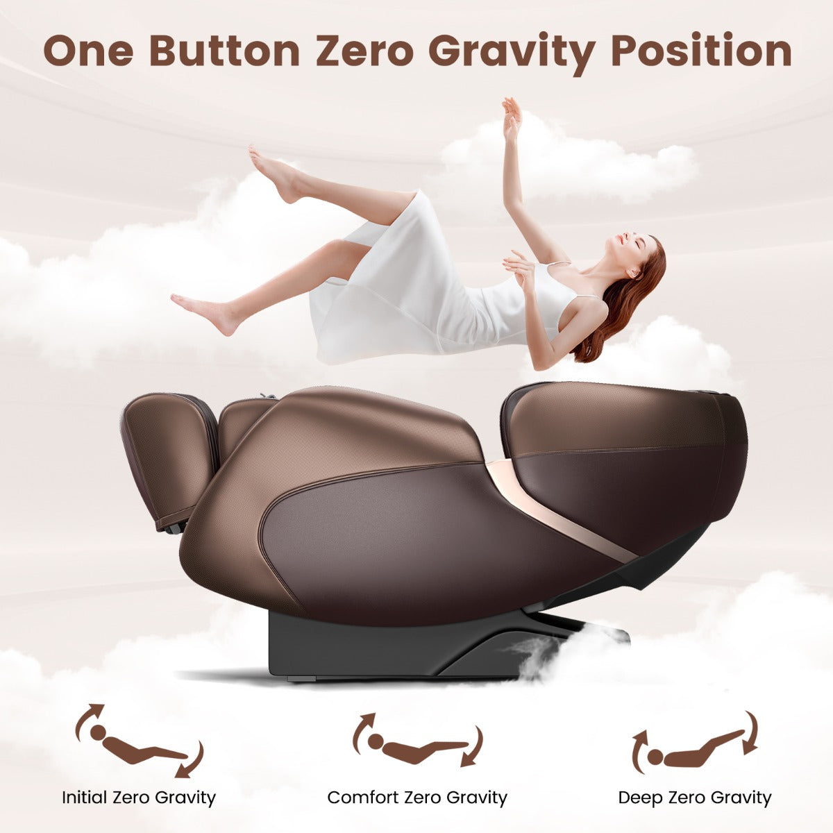LIVSK Full-body Massagestoel - SL-spoor - 12 Modi - Verwarming - Bluetooth - Tot 150 kg - Bruin