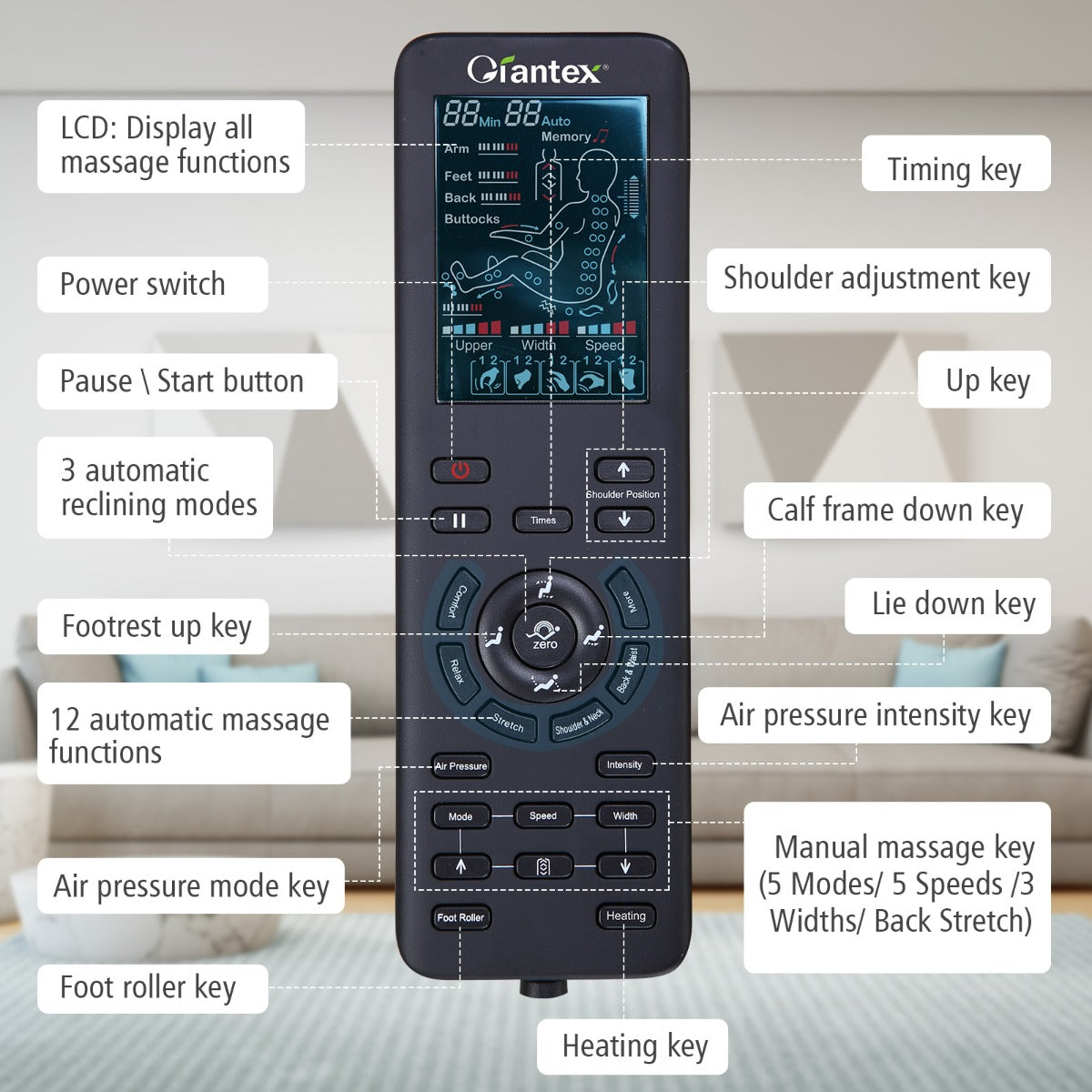 LIVSK Volledige Lichaamsmassagestoel - SL-spoor - 12 Modi - Verwarming - Bluetooth - Max 150 kg - Lichtbruin