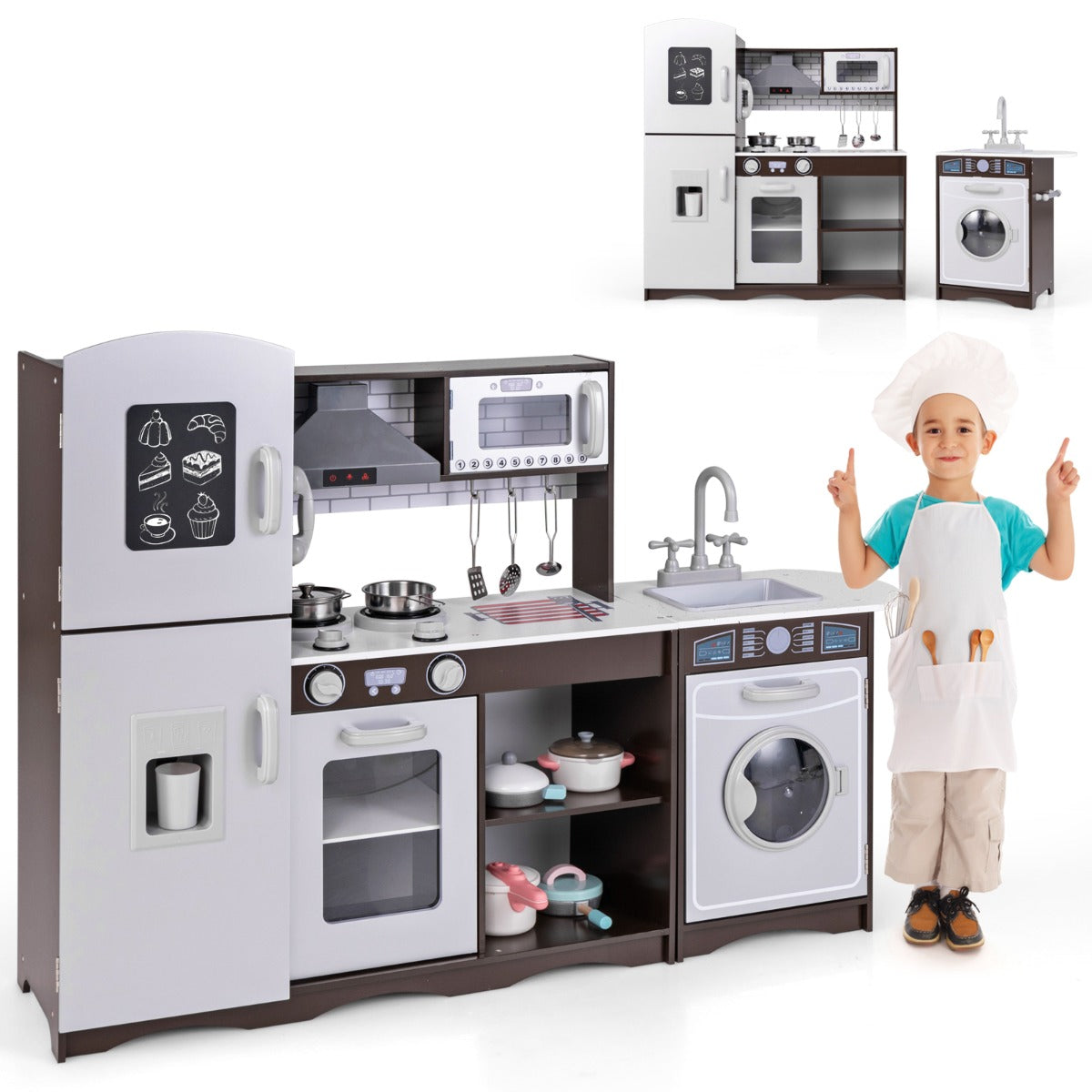 LIVSK Moderne Kinderkeukenset - Interactieve Speelkeuken met Licht en Geluid - Veel Opbergruimte - Voor Kinderen vanaf 3 jaar -