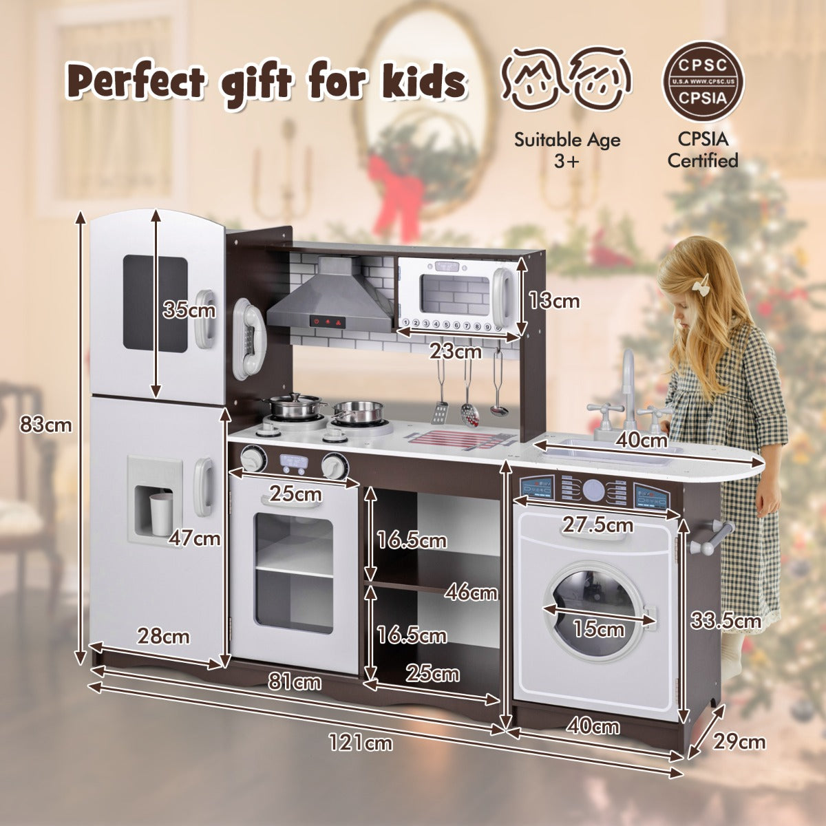 LIVSK Moderne Kinderkeukenset - Interactieve Speelkeuken met Licht en Geluid - Veel Opbergruimte - Voor Kinderen vanaf 3 jaar -