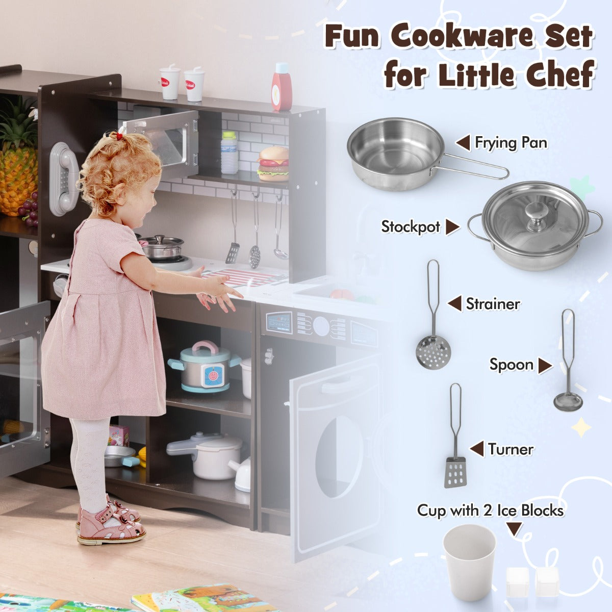 LIVSK Moderne Kinderkeukenset - Interactieve Speelkeuken met Licht en Geluid - Veel Opbergruimte - Voor Kinderen vanaf 3 jaar -
