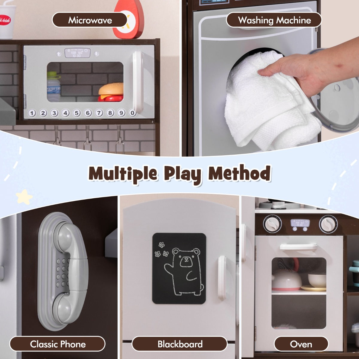 LIVSK Moderne Kinderkeukenset - Interactieve Speelkeuken met Licht en Geluid - Veel Opbergruimte - Voor Kinderen vanaf 3 jaar -