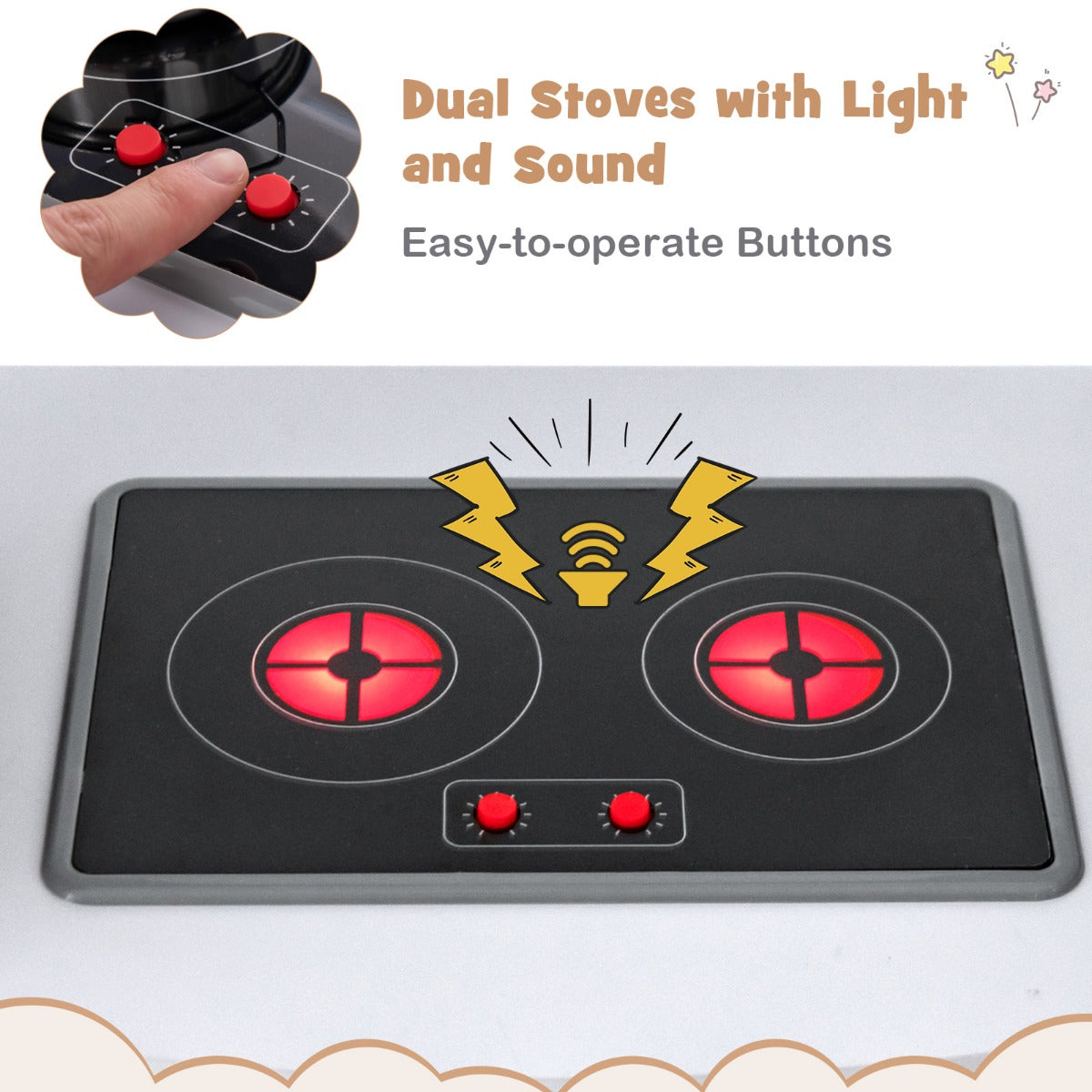 LIVSK Speelkeuken voor Kinderen - Houten Design met Licht en Geluid - Inclusief Accessoires - Veilig en Duurzaam - Bruin
