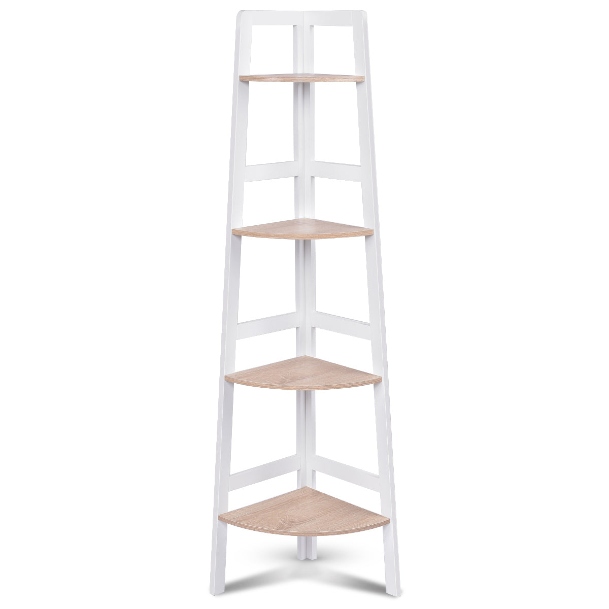 LIVSK Hoekplank - 4-laags Wandplank voor Boeken en Decoratie - Ruimtebesparend en Duurzaam - 32 x 32 x 138 cm - Wit