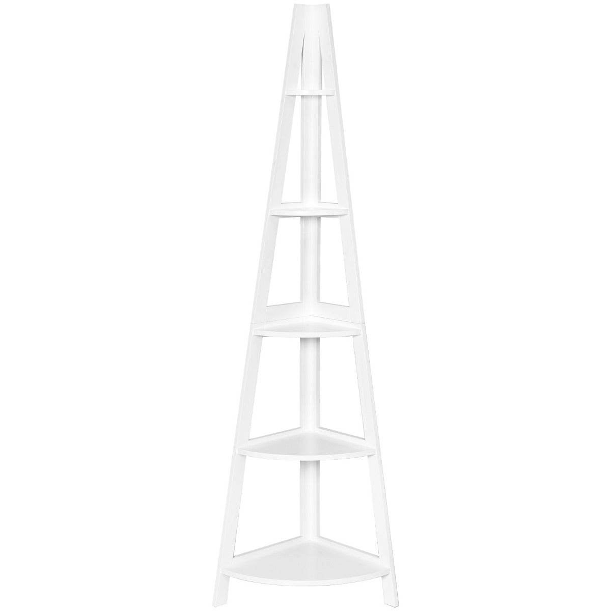 LIVSK Hoek Ladderplank - 5-laags A-vormig Plankenrek - Duurzaam MDF - Ruimtebesparend - Eenvoudig te Monteren - Wit