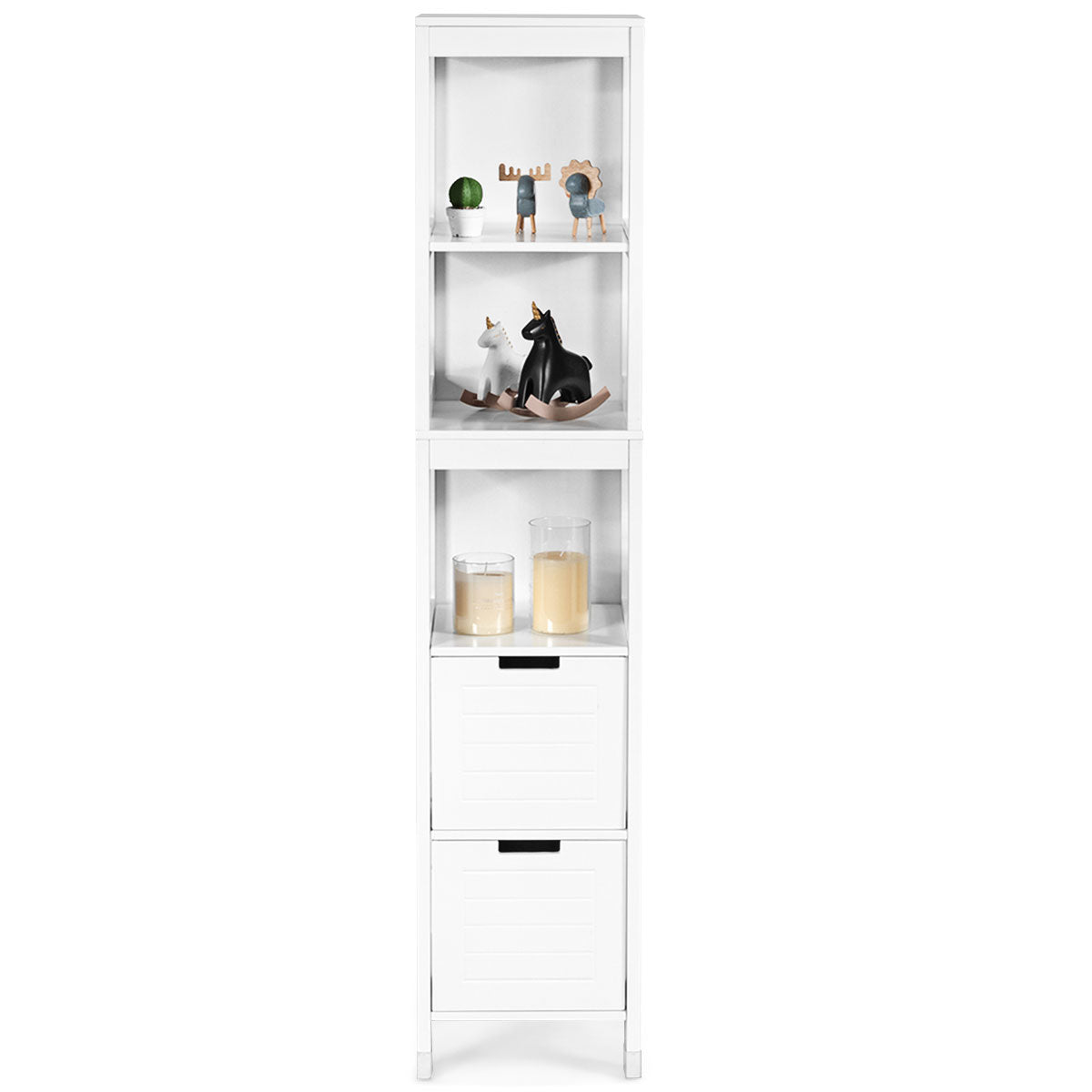 LIVSK Badkamerkast met 3 Planken en 2 Lades - Compact en Stijlvol - Eenvoudige Montage - Hoogwaardig MDF - 30,5 x 30,5 x 145 cm -