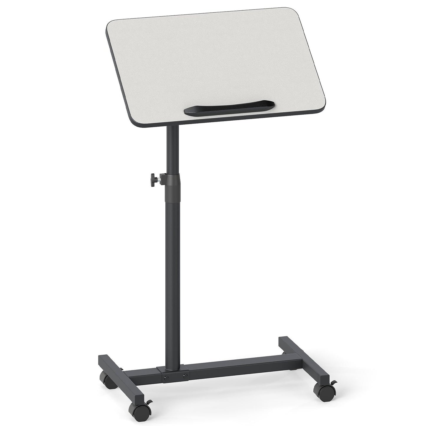 LIVSK C-vormige bijzettafel - Hoogteverstelbaar van 69 tot 112 cm - 360° Draaibaar - Ruimtebesparend - Metaal - Grijs + Zwart