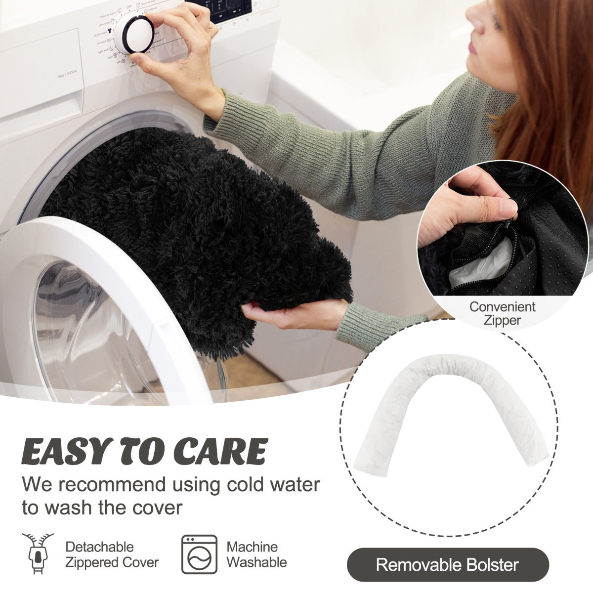 LIVSK Pluche Hondenbed S - Wasbare Hoes - Meubelbescherming - Antislip - Voor Huisdieren tot 15 kg - Zwart